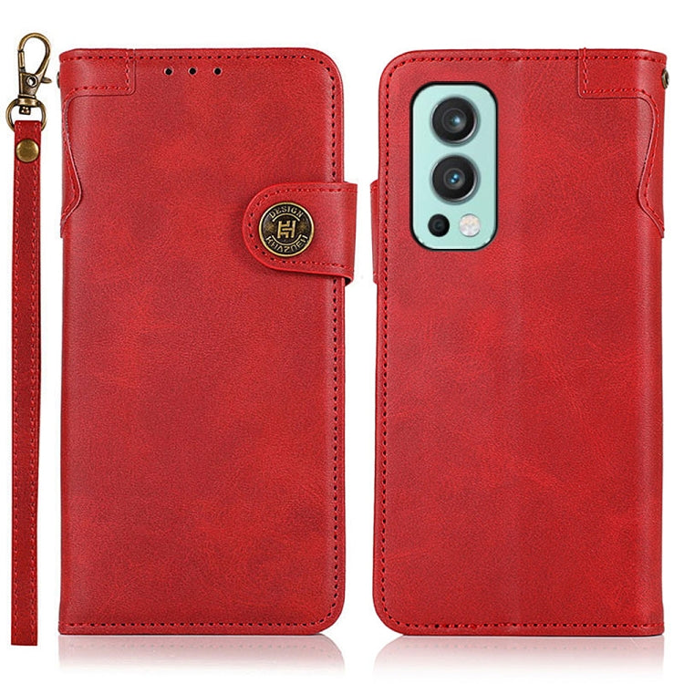 For OnePlus Nord 2 5G KHAZNEH Dual-Splicing Cowhide Texture Horizontal Flip Leather Case with Holder & Card Slots & Wallet & Photo Frame & Lanyard