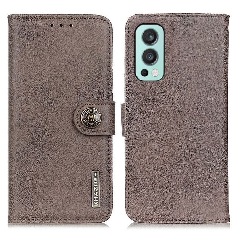 For OnePlus Nord 2 5G KHAZNEH Cowhide Texture Horizontal Flip Leather Case with Holder & Card Slots & Wallet