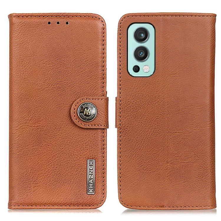 For OnePlus Nord 2 5G KHAZNEH Cowhide Texture Horizontal Flip Leather Case with Holder & Card Slots & Wallet