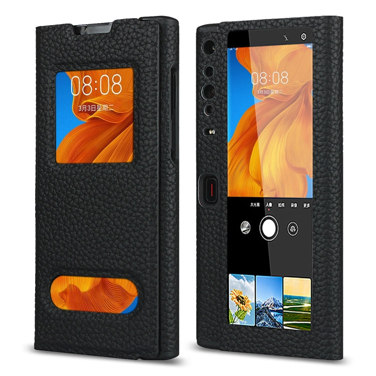 For Huawei Mate Xs Lychee Texture Smart View Window Horizontal Flip Leather Case with Holder & Sleep / Wake-up Function