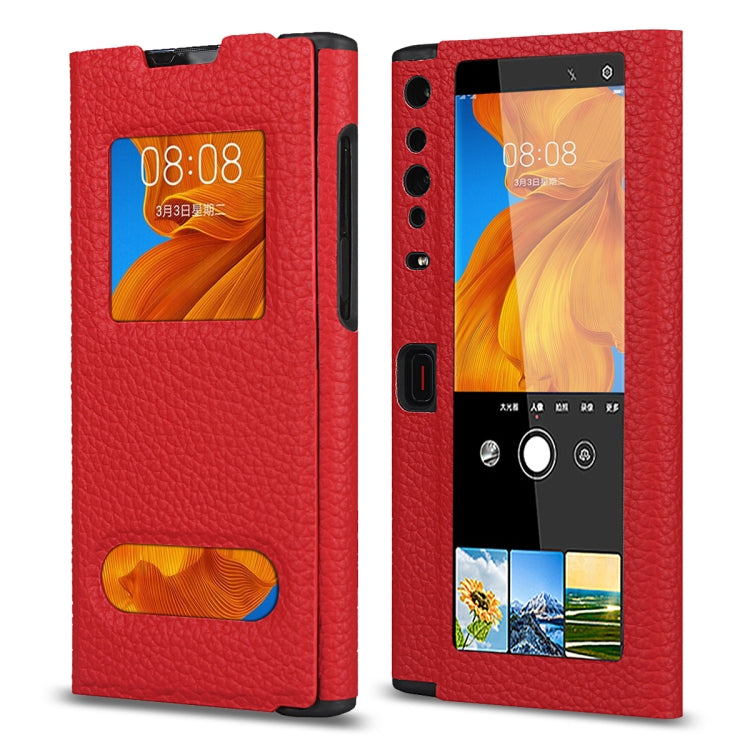 For Huawei Mate Xs Lychee Texture Smart View Window Horizontal Flip Leather Case with Holder & Sleep / Wake-up Function