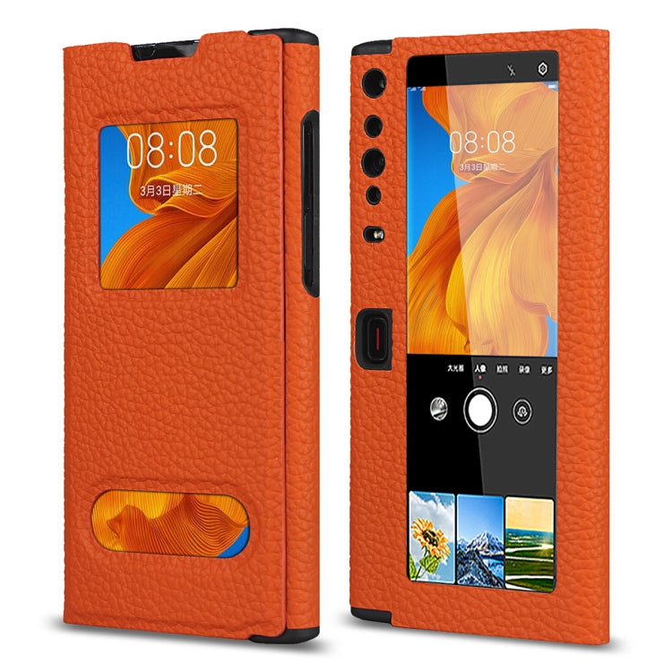 For Huawei Mate Xs Lychee Texture Smart View Window Horizontal Flip Leather Case with Holder & Sleep / Wake-up Function