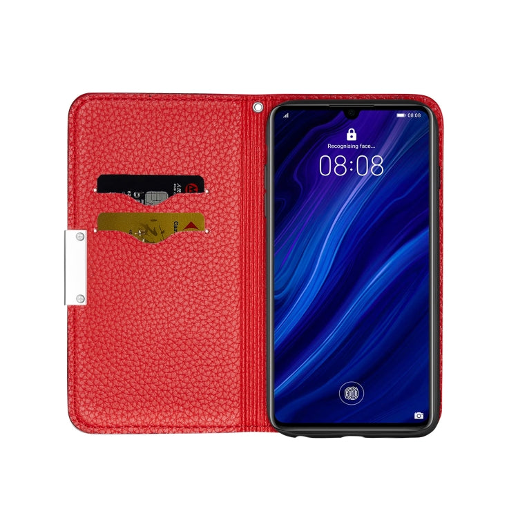 For Huawei P30 Litchi Texture Horizontal Flip Leather Case with Holder & Card Slots