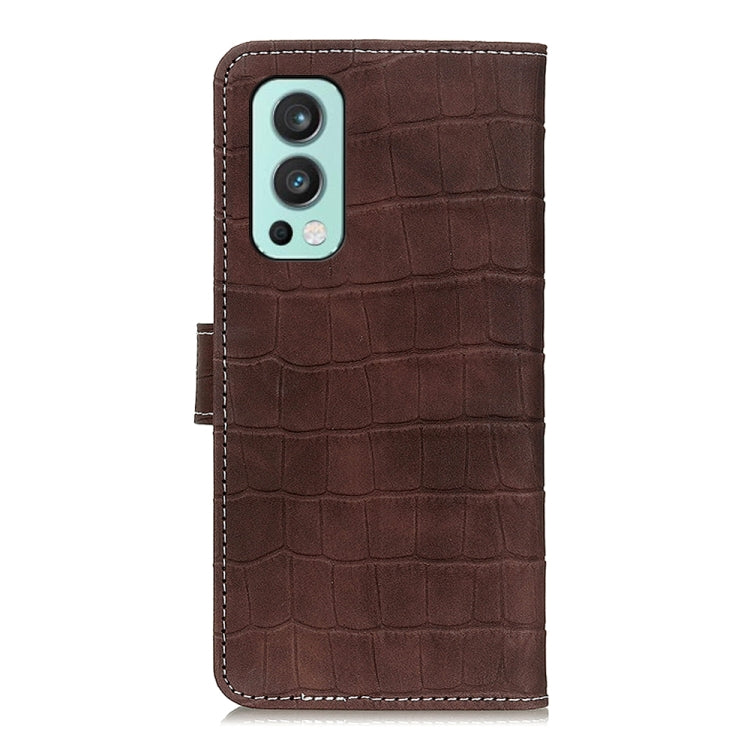 For OnePlus Nord 2 5G Magnetic Crocodile Texture Horizontal Flip Leather Case with Holder & Card Slots & Wallet