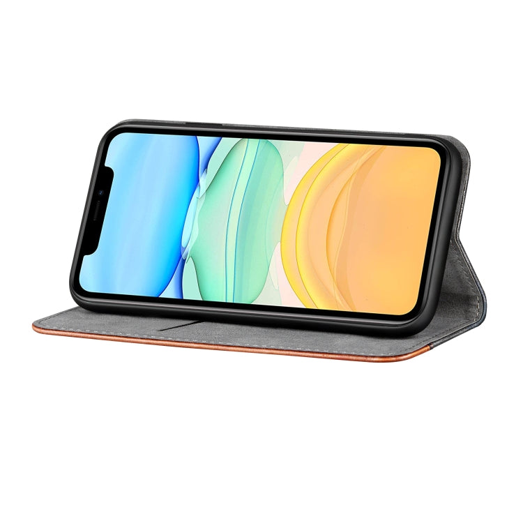 For iPhone 13 Business Solid Color Stitching Horizontal Flip Leather Case with Holder & Card Slots