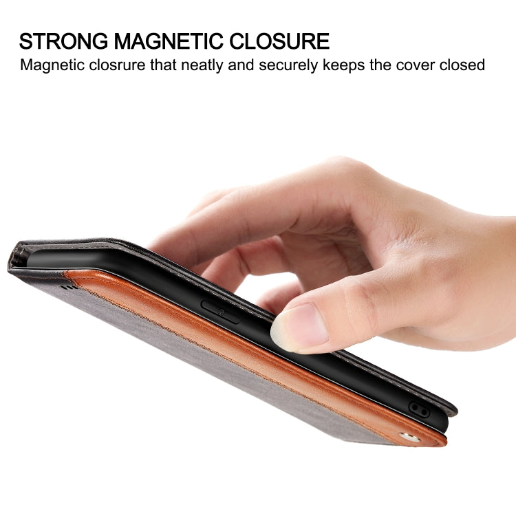 For iPhone 13 Pro Business Solid Color Stitching Horizontal Flip Leather Case with Holder & Card Slots