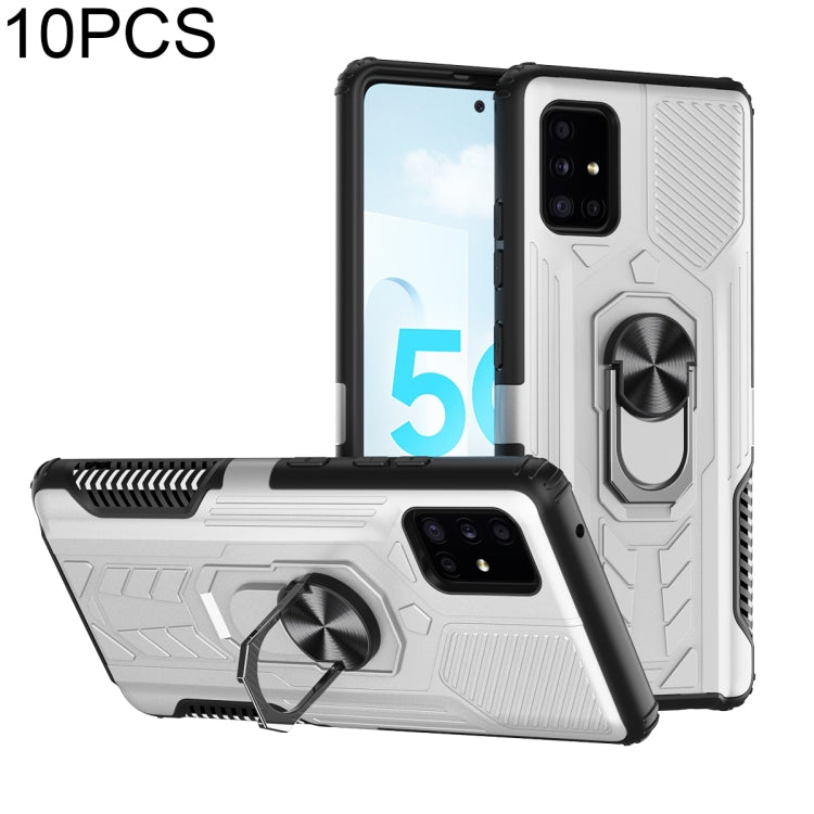 For Samsung Galaxy A51 5G 10 PCS Shield Armor PC+TPU Protective Case with 360 Degree Rotation Ring Holder