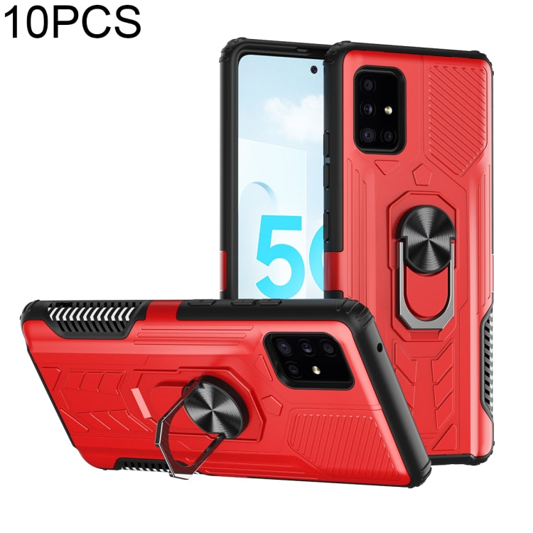 For Samsung Galaxy A51 5G 10 PCS Shield Armor PC+TPU Protective Case with 360 Degree Rotation Ring Holder