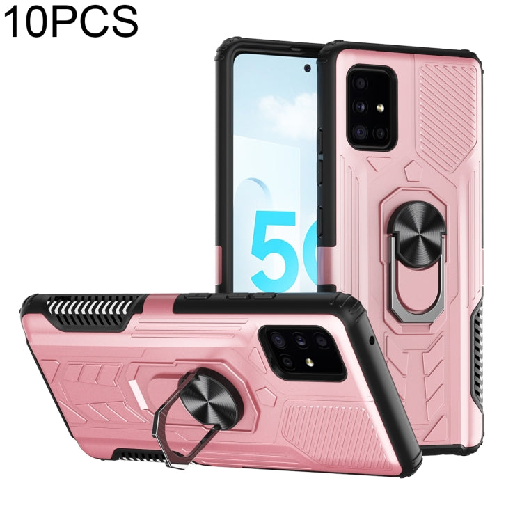 For Samsung Galaxy A51 5G 10 PCS Shield Armor PC+TPU Protective Case with 360 Degree Rotation Ring Holder