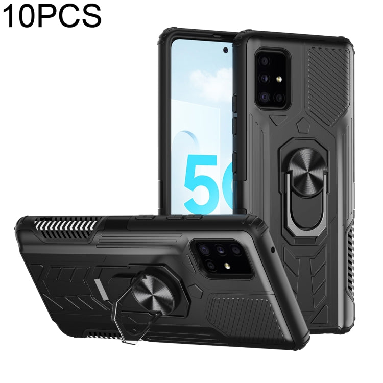 For Samsung Galaxy A51 5G 10 PCS Shield Armor PC+TPU Protective Case with 360 Degree Rotation Ring Holder