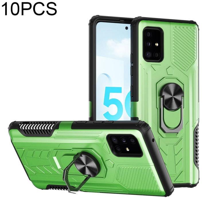 For Samsung Galaxy A51 5G 10 PCS Shield Armor PC+TPU Protective Case with 360 Degree Rotation Ring Holder
