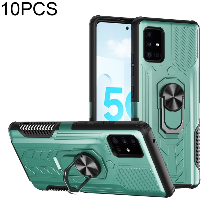For Samsung Galaxy A51 5G 10 PCS Shield Armor PC+TPU Protective Case with 360 Degree Rotation Ring Holder