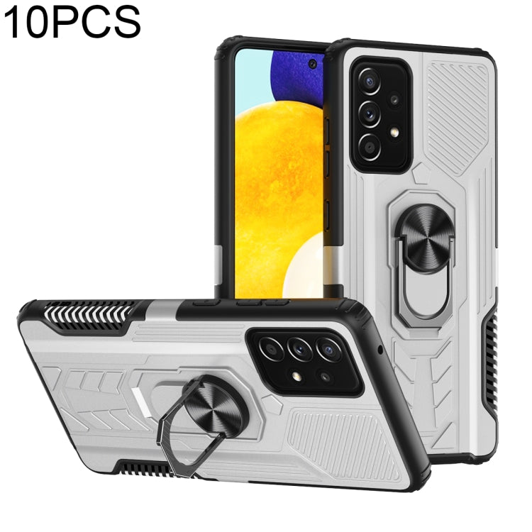 For Samsung Galaxy A52 5G / 4G 10 PCS Shield Armor PC+TPU Protective Case with 360 Degree Rotation Ring Holder