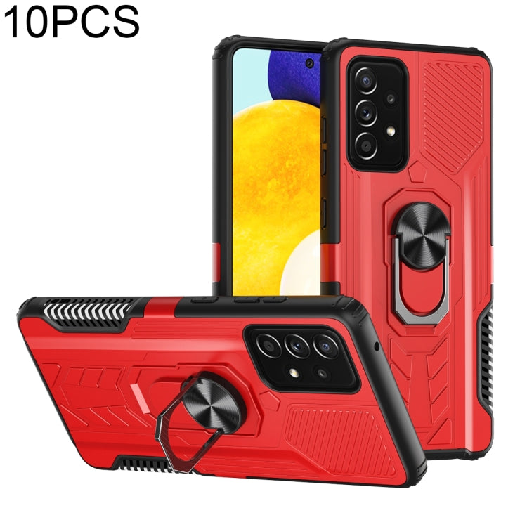 For Samsung Galaxy A52 5G / 4G 10 PCS Shield Armor PC+TPU Protective Case with 360 Degree Rotation Ring Holder