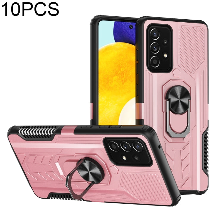 For Samsung Galaxy A52 5G / 4G 10 PCS Shield Armor PC+TPU Protective Case with 360 Degree Rotation Ring Holder