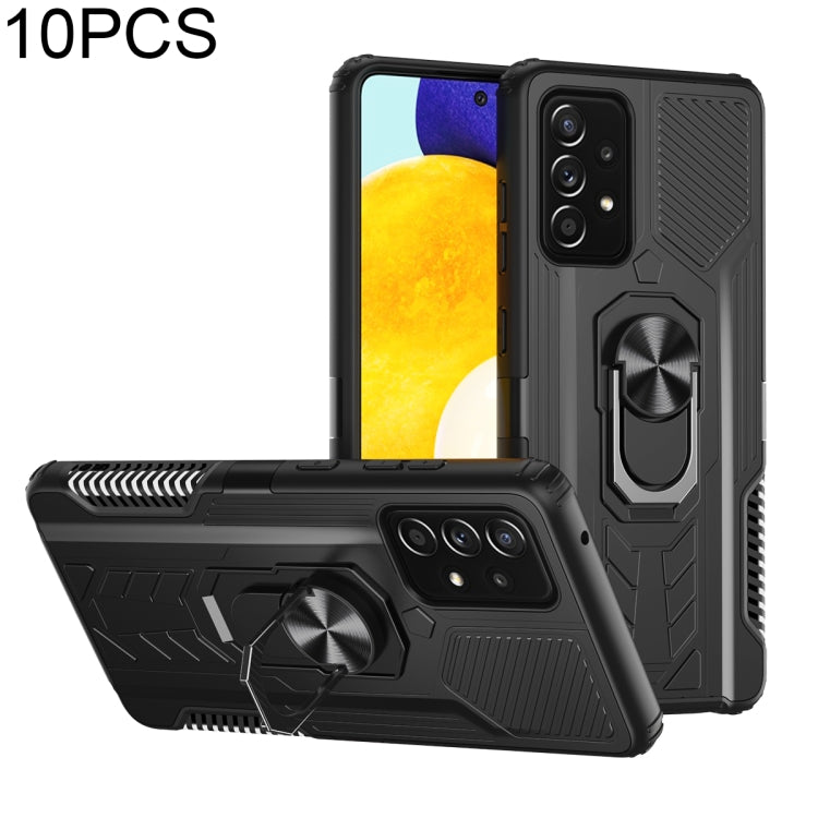 For Samsung Galaxy A52 5G / 4G 10 PCS Shield Armor PC+TPU Protective Case with 360 Degree Rotation Ring Holder