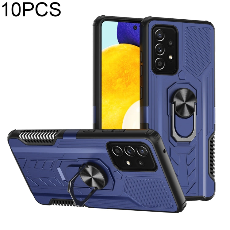For Samsung Galaxy A52 5G / 4G 10 PCS Shield Armor PC+TPU Protective Case with 360 Degree Rotation Ring Holder