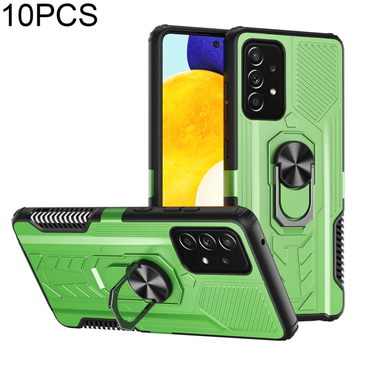 For Samsung Galaxy A52 5G / 4G 10 PCS Shield Armor PC+TPU Protective Case with 360 Degree Rotation Ring Holder