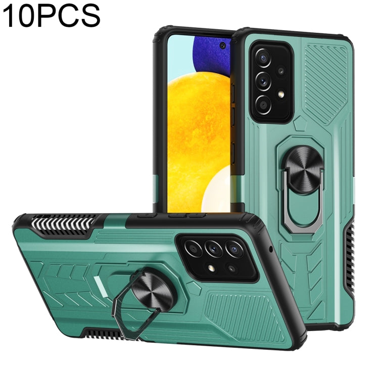 For Samsung Galaxy A52 5G / 4G 10 PCS Shield Armor PC+TPU Protective Case with 360 Degree Rotation Ring Holder