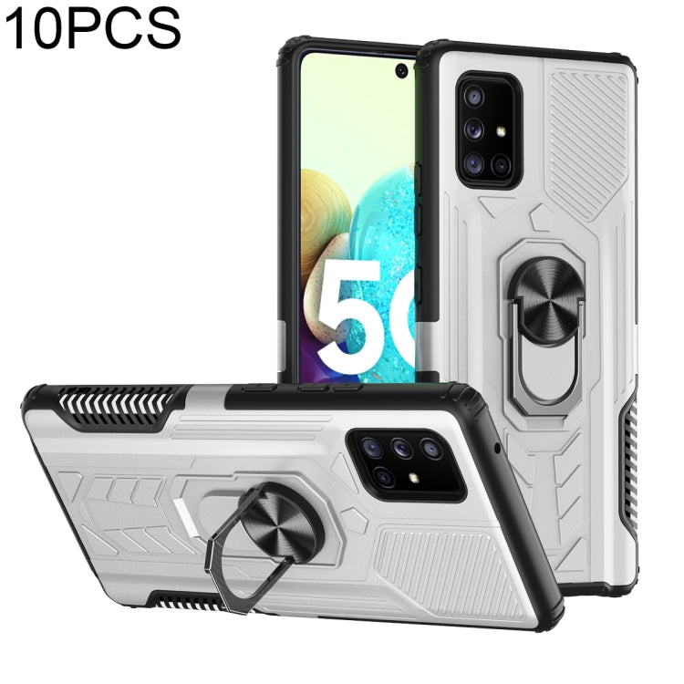 For Samsung Galaxy A71 5G 10 PCS Shield Armor PC+TPU Protective Case with 360 Degree Rotation Ring Holder