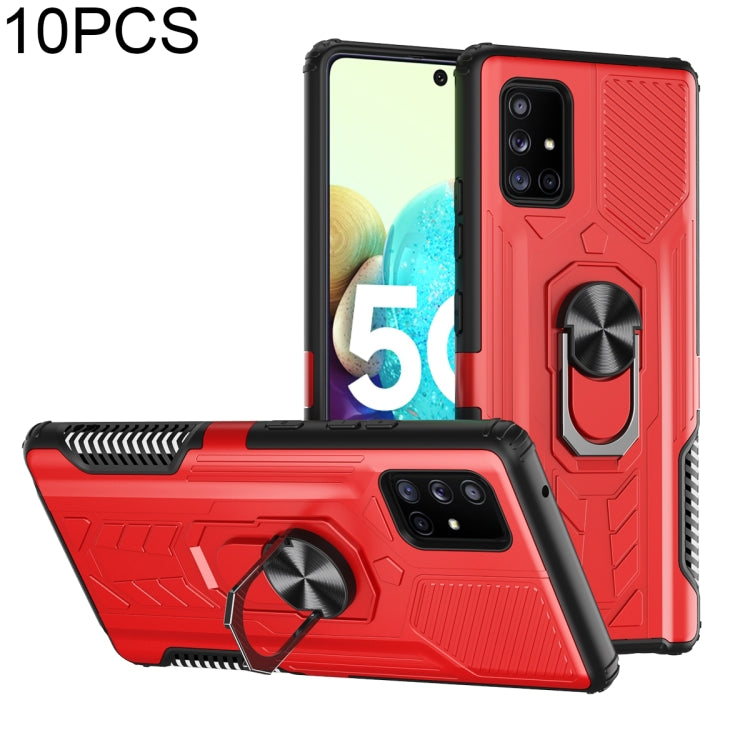 For Samsung Galaxy A71 5G 10 PCS Shield Armor PC+TPU Protective Case with 360 Degree Rotation Ring Holder