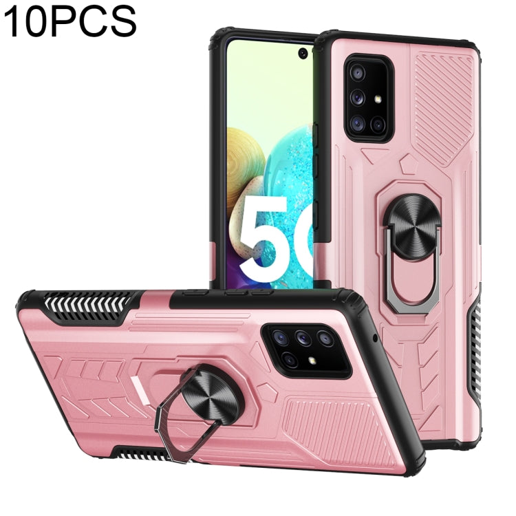 For Samsung Galaxy A71 5G 10 PCS Shield Armor PC+TPU Protective Case with 360 Degree Rotation Ring Holder