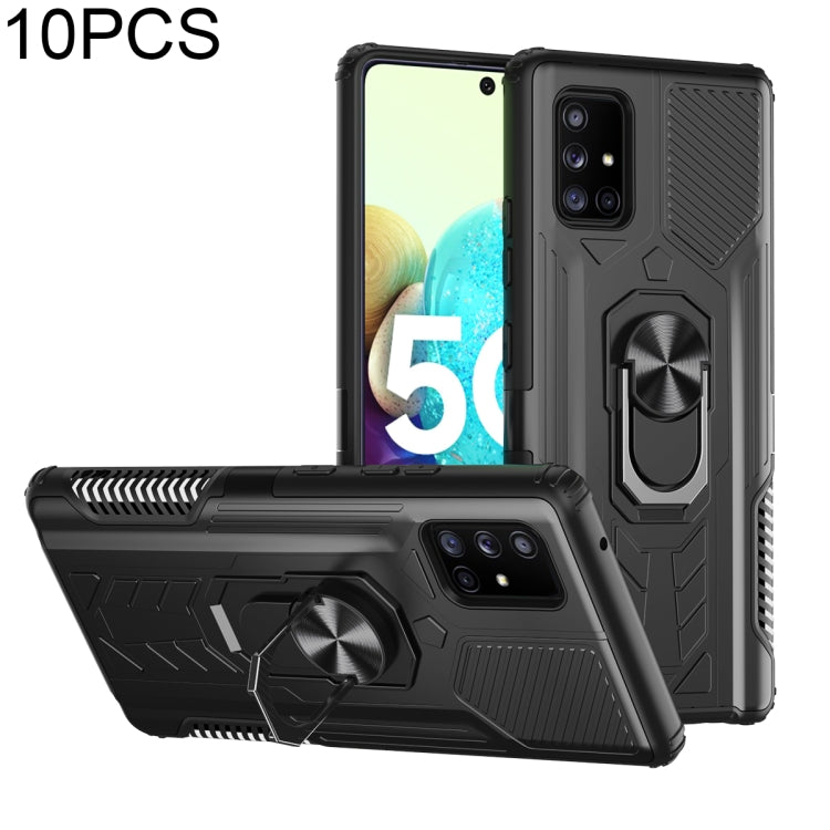 For Samsung Galaxy A71 5G 10 PCS Shield Armor PC+TPU Protective Case with 360 Degree Rotation Ring Holder