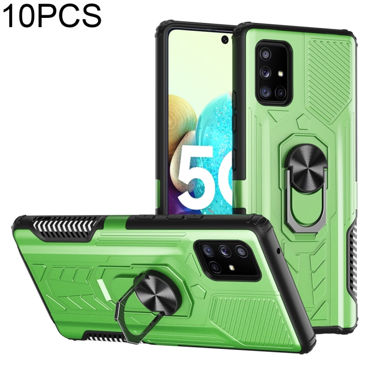 For Samsung Galaxy A71 5G 10 PCS Shield Armor PC+TPU Protective Case with 360 Degree Rotation Ring Holder