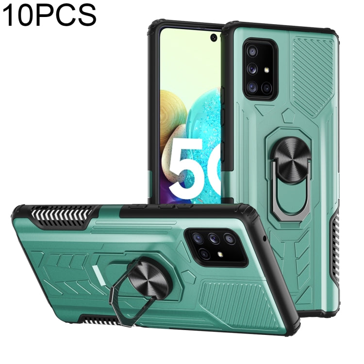 For Samsung Galaxy A71 5G 10 PCS Shield Armor PC+TPU Protective Case with 360 Degree Rotation Ring Holder