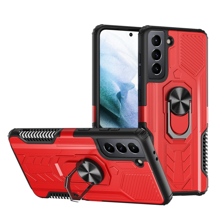 For Samsung Galaxy S21 5G 10 PCS Shield Armor PC+TPU Protective Case with 360 Degree Rotation Ring Holder