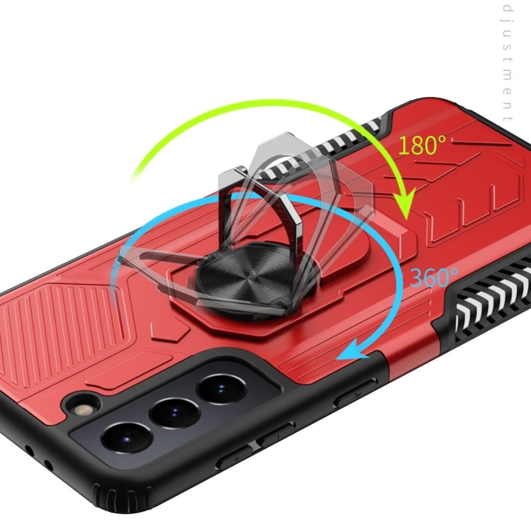 For Samsung Galaxy S21 5G 10 PCS Shield Armor PC+TPU Protective Case with 360 Degree Rotation Ring Holder
