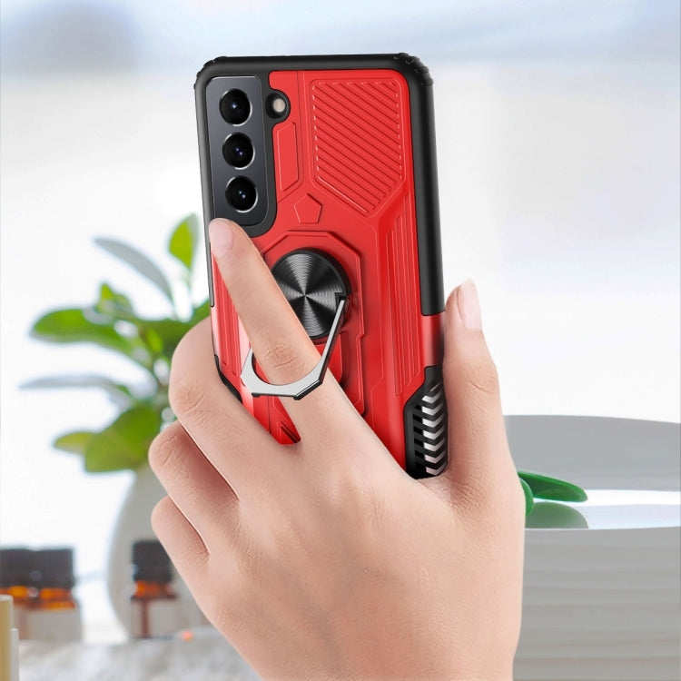 For Samsung Galaxy S21 5G 10 PCS Shield Armor PC+TPU Protective Case with 360 Degree Rotation Ring Holder