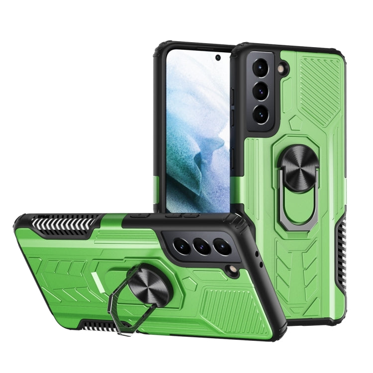 For Samsung Galaxy S21 5G 10 PCS Shield Armor PC+TPU Protective Case with 360 Degree Rotation Ring Holder