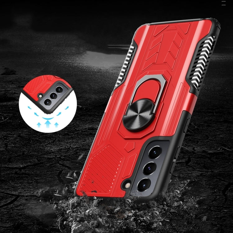 For Samsung Galaxy S21+ 5G 10 PCS Shield Armor PC+TPU Protective Case with 360 Degree Rotation Ring Holder