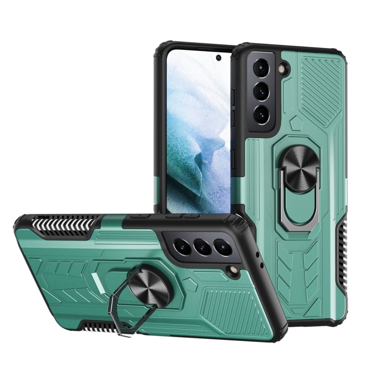 For Samsung Galaxy S21+ 5G 10 PCS Shield Armor PC+TPU Protective Case with 360 Degree Rotation Ring Holder