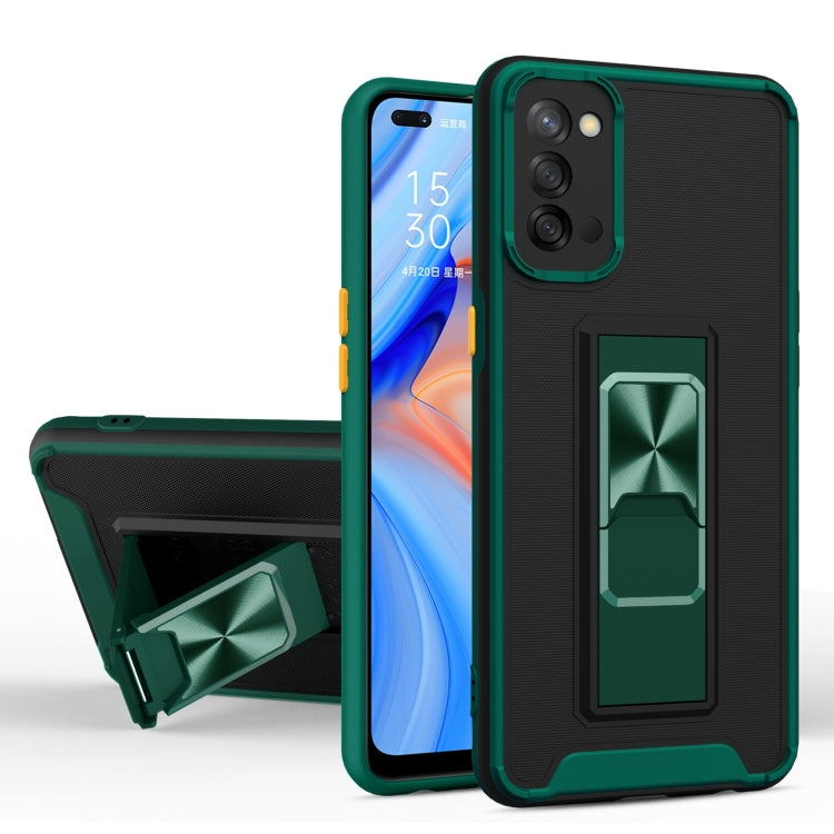 For OPPO A72 Dual-color Skin Feel TPU + PC Magnetic Shockproof Case with Invisible Holder