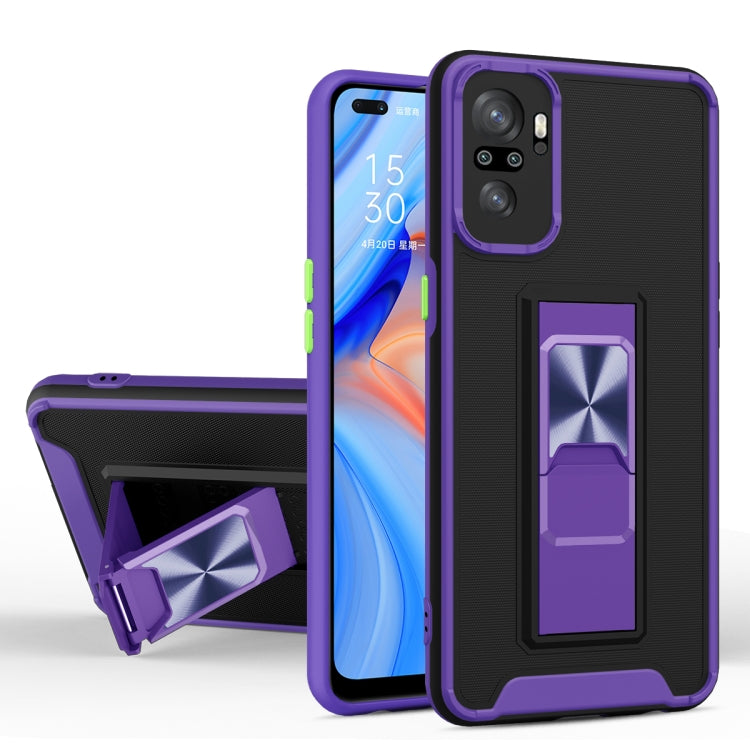 For Xiaomi Redmi Note 10 Pro Dual-color Skin Feel TPU + PC Magnetic Shockproof Case with Invisible Holder