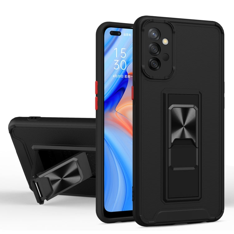 For Samsung Galaxy A32 Dual-color Skin Feel TPU + PC Magnetic Shockproof Case with Invisible Holder