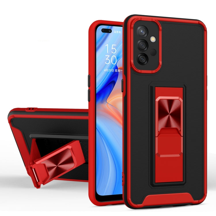 For Samsung Galaxy A52 Dual-color Skin Feel TPU + PC Magnetic Shockproof Case with Invisible Holder