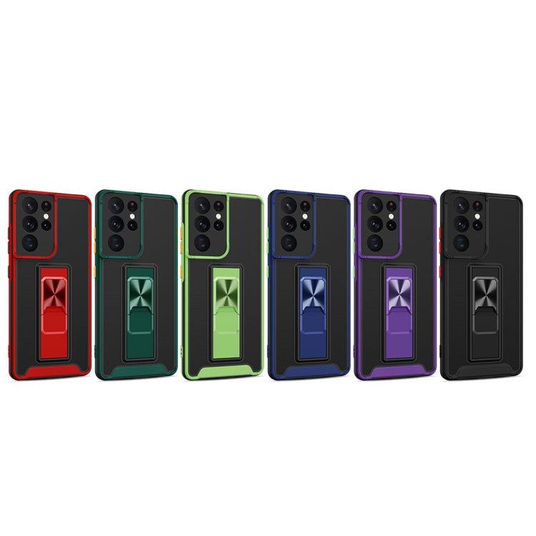 For Samsung Galaxy A52 Dual-color Skin Feel TPU + PC Magnetic Shockproof Case with Invisible Holder
