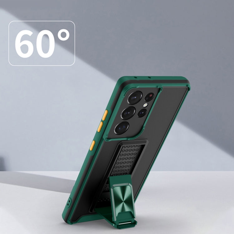 For Samsung Galaxy A52 Dual-color Skin Feel TPU + PC Magnetic Shockproof Case with Invisible Holder