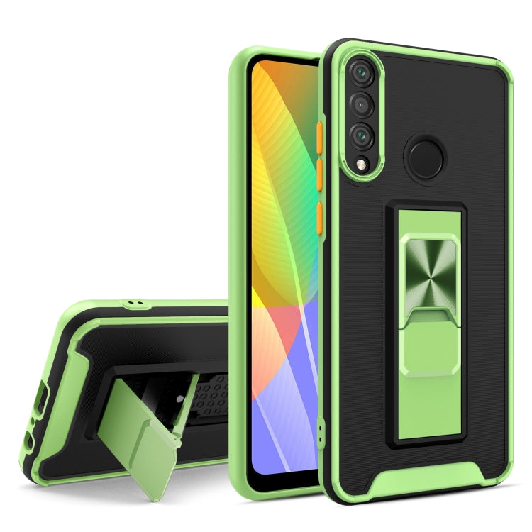 For Huawei Y6p Dual-color Skin Feel TPU + PC Magnetic Shockproof Case with Invisible Holder