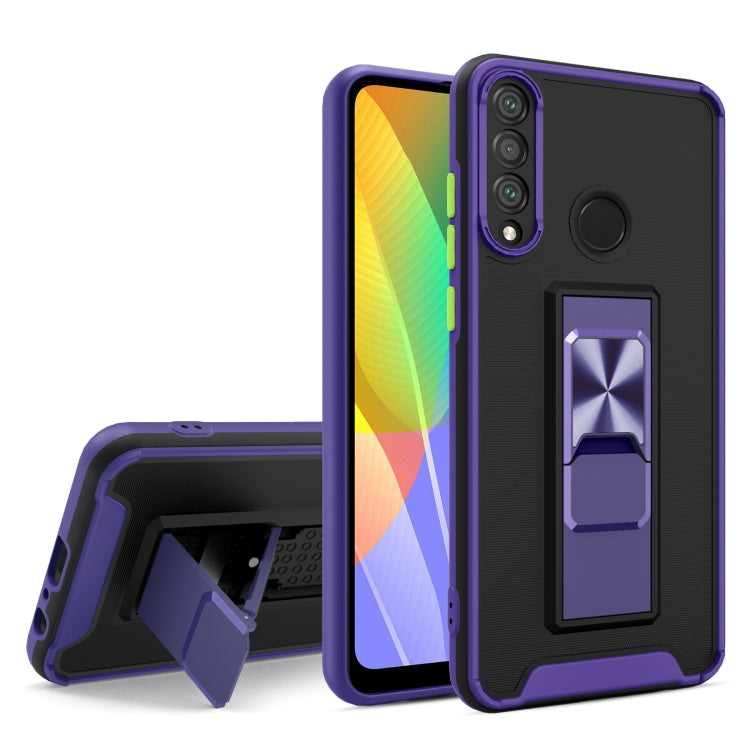 For Huawei Y6p Dual-color Skin Feel TPU + PC Magnetic Shockproof Case with Invisible Holder