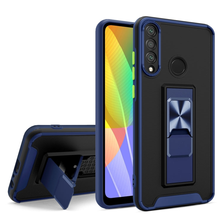 For Huawei Y6p Dual-color Skin Feel TPU + PC Magnetic Shockproof Case with Invisible Holder