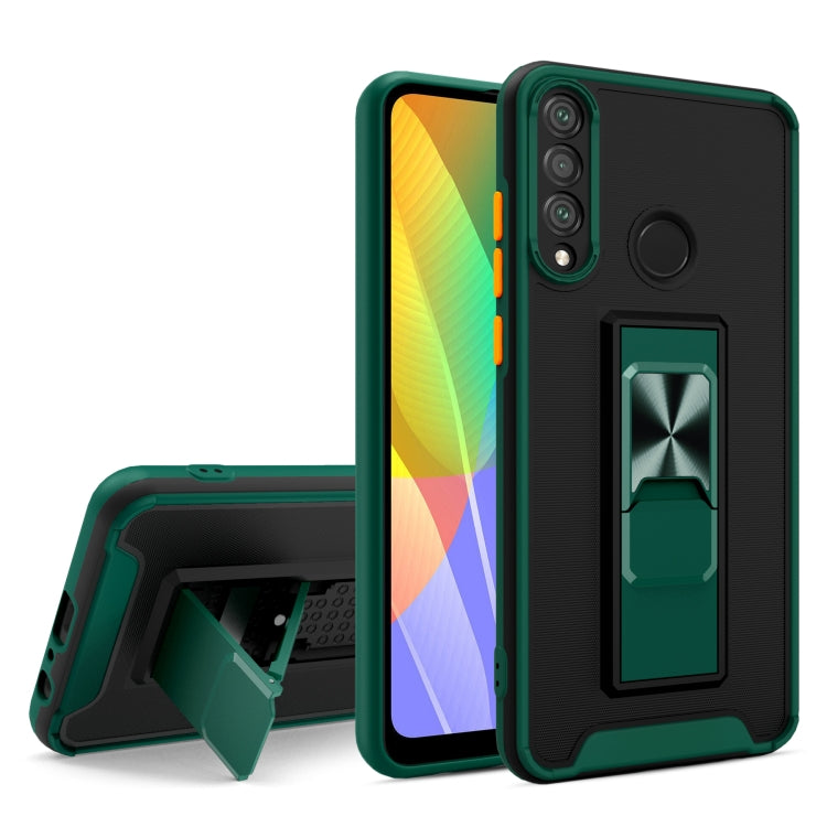 For Huawei Y6p Dual-color Skin Feel TPU + PC Magnetic Shockproof Case with Invisible Holder