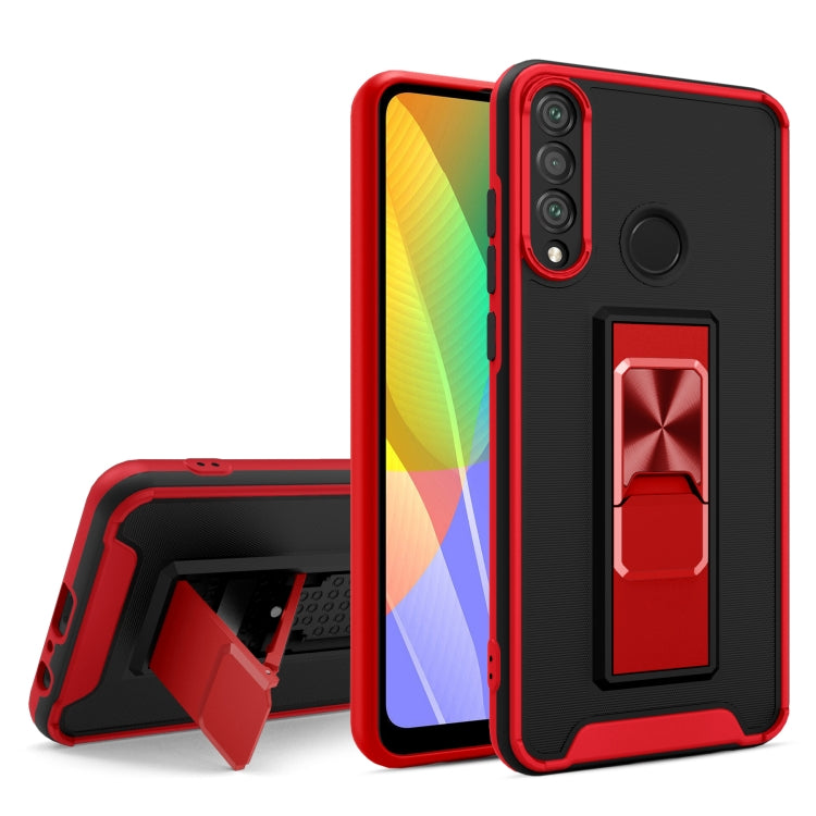 For Huawei Y6p Dual-color Skin Feel TPU + PC Magnetic Shockproof Case with Invisible Holder