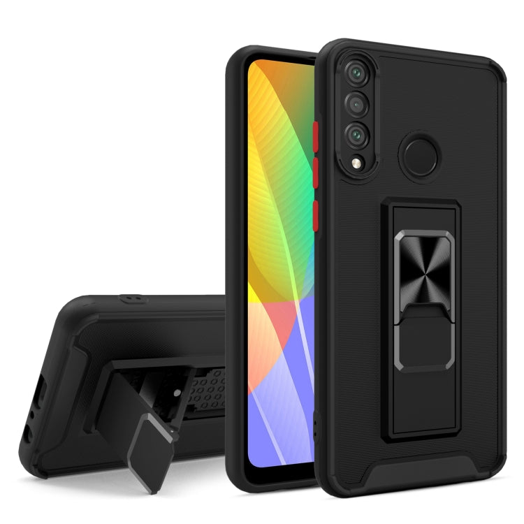 For Huawei Y6p Dual-color Skin Feel TPU + PC Magnetic Shockproof Case with Invisible Holder