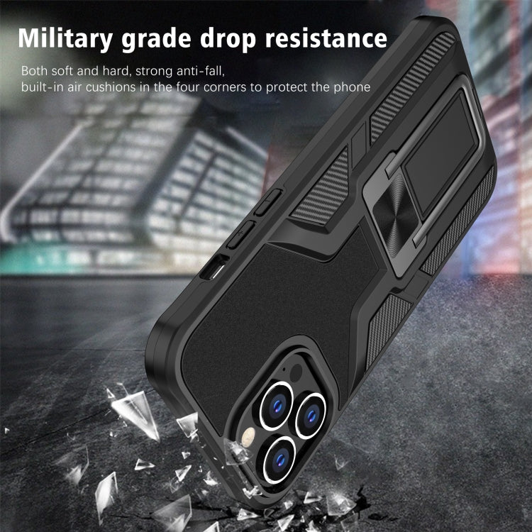 For iPhone 13 Pro Max Armor 2 in 1 PC + TPU Magnetic Shockproof Case with Foldable Holder