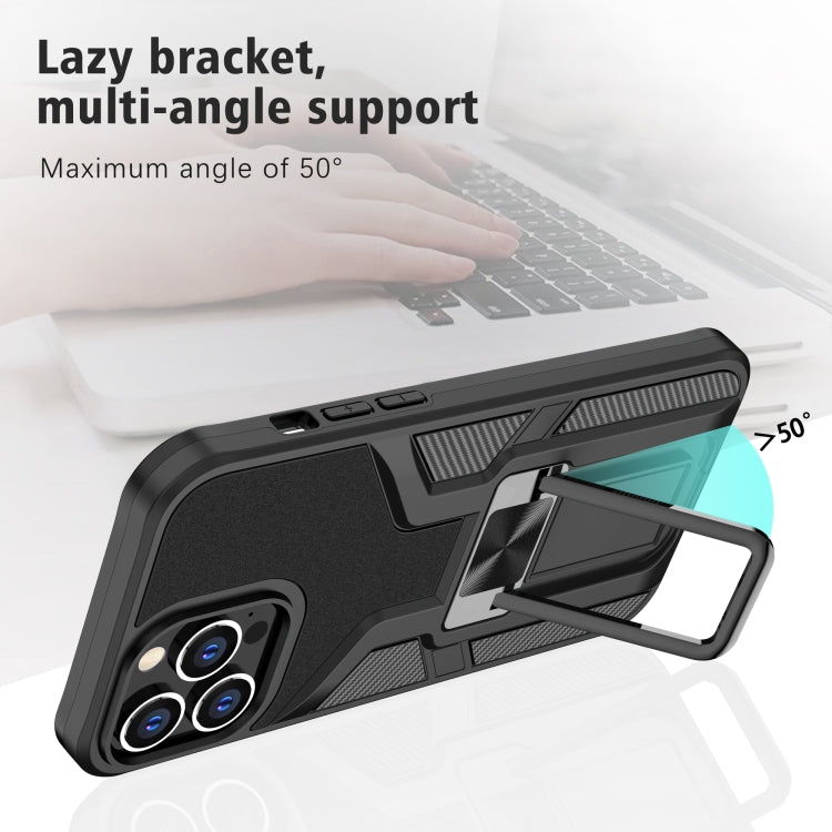 For iPhone 13 Pro Max Armor 2 in 1 PC + TPU Magnetic Shockproof Case with Foldable Holder