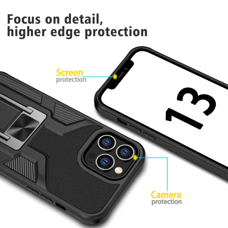 For iPhone 13 Pro Max Armor 2 in 1 PC + TPU Magnetic Shockproof Case with Foldable Holder
